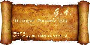 Gilinger Annamária névjegykártya
